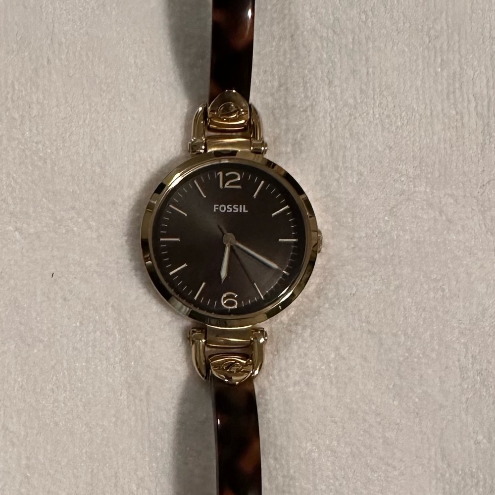 Fossil Gold and Brown Tortoise Shell Bangle Women’s Watch